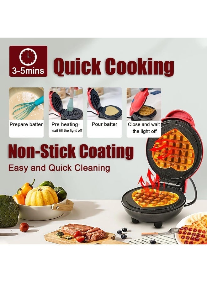 هالامين صانعة وافل صغيرة، صينية غير لاصقة للوافل، صانعة شافل بتصميم على شكل قلب، آلة صنع الفطائر المحمولة للأطفال، سهلة التنظيف، مثالية لصنع شطيرة الدجاج. - Image 5